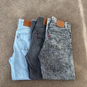 Levi's Ribcage Straight Size 26 - Light Blue, Black & Acid Wash